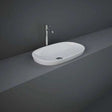 RAK Variant modern 0 tap hole oval drop-in countertop wash basin 600mm wide in alpine white