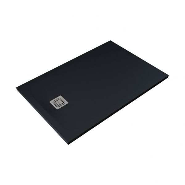RAK Feeling Modern solid black rectangular shower tray 1200x800mm with efficient drainage and sleek design