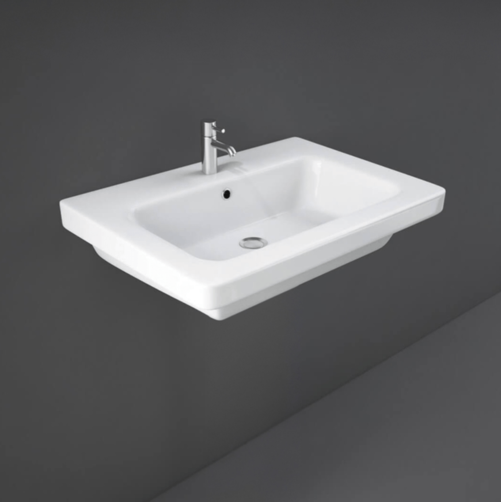 RAK Resort Basin 1 Tap Hole 650mm - White - RST65BAS1 - TAP 'N' SHOWER