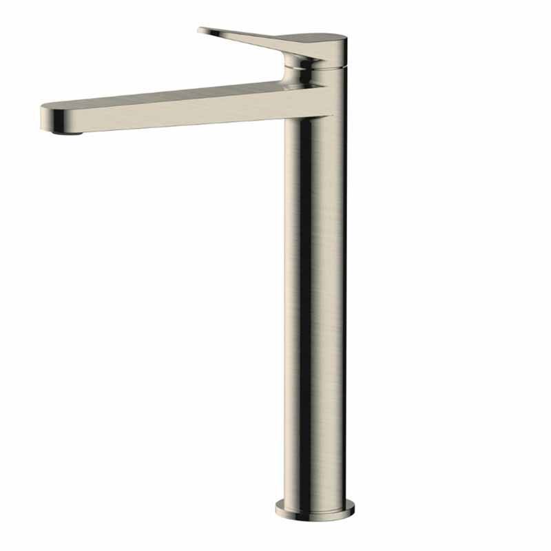 Rak Petit Round Tall Basin Mixer - Brushed Nickel - RAKPER3003N - TAP 'N' SHOWER
