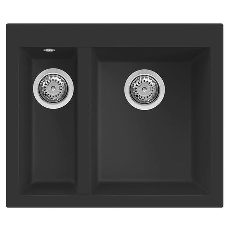Reginox Quadra 150 1.5 Bowl Kitchen Sink - Black - QUADRA 150 B T - WING - TAP 'N' SHOWER