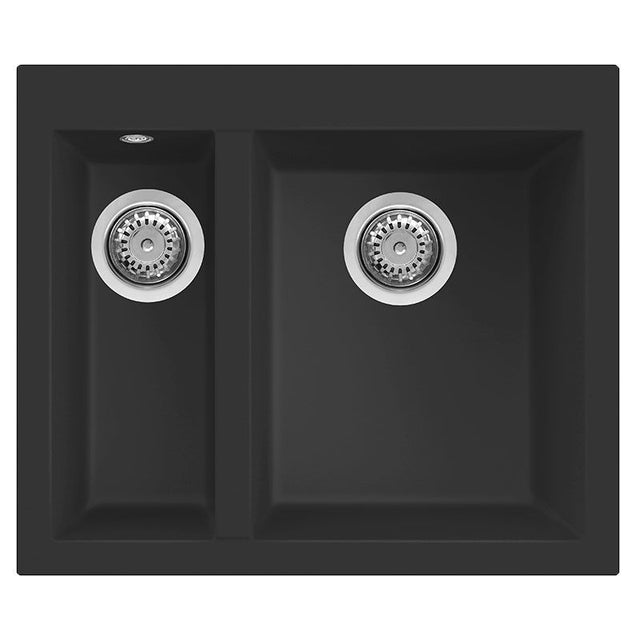 Reginox Quadra 150 1.5 Bowl Kitchen Sink - Black - QUADRA 150 B T - WING - TAP 'N' SHOWER