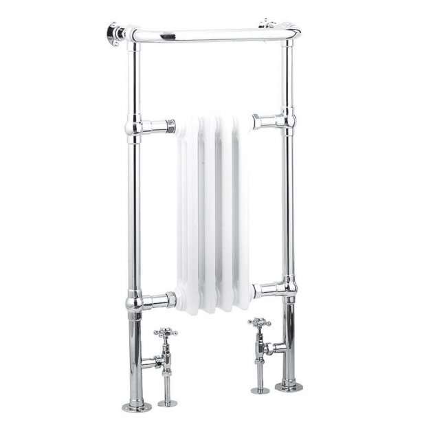 Reina Alicia Traditional Radiator Heated Towel Rail 952mm High x 479mm Wide - White/Chrome - RND-ALC01