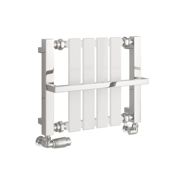 Reina Ashen 400mm High x 490mm Wide Designer Radiator Towel Rail - White - RND - ASH040049W - TAP 'N' SHOWER