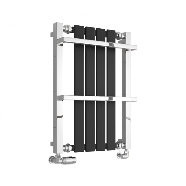 Reina Ashen 700mm High x 490mm Wide Designer Radiator Towel Rail - Black - RND - ASH070049K - TAP 'N' SHOWER