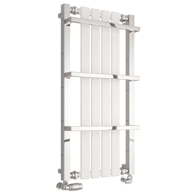 Reina Ashen 1000mm High x 490mm Wide Designer Radiator Towel Rail - White - RND - ASH100049W - TAP 'N' SHOWER