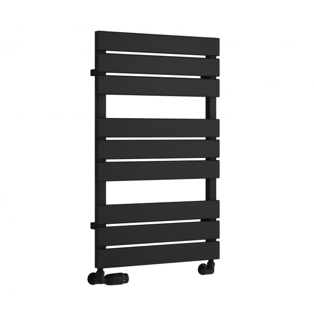 Reina Avola 823mm High x 500mm Wide Flat Panel Heated Towel Rail - Black - RND - AVL082K - TAP 'N' SHOWER