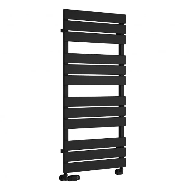 Reina Avola 1124mm High x 500mm Wide Flat Panel Heated Towel Rail - Black - RND - AVL112K - TAP 'N' SHOWER