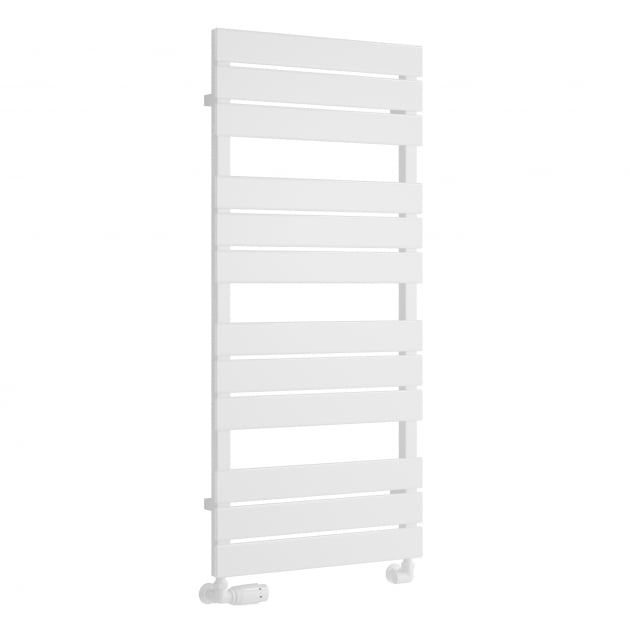 Reina Avola 1124mm High x 500mm Wide Flat Panel Heated Towel Rail - White - RND - AVL112W - TAP 'N' SHOWER