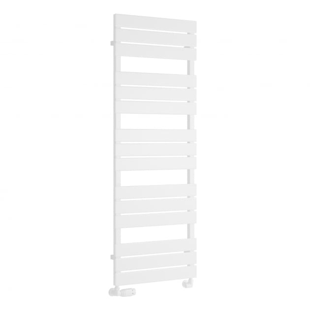 Reina Avola 1424mm High x 500mm Wide Flat Panel Heated Towel Rail - White - RND - AVL142W - TAP 'N' SHOWER