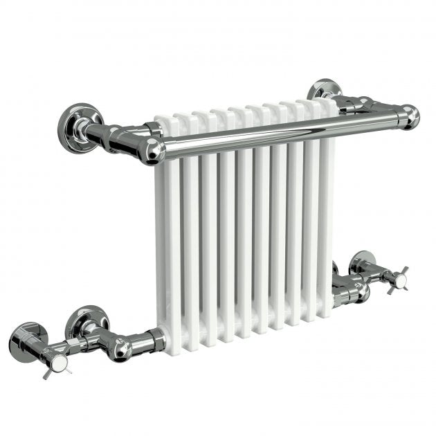 Reina Camden 505mm High x 770mm Wide Radiator Heated Towel Rail - White/Chrome - RND - CM02 - TAP 'N' SHOWER