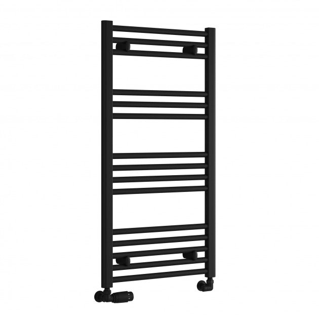 Reina Capo Straight 1000mm High x 600mm Wide Heated Towel Rail - Black - CPO1060KF - TAP 'N' SHOWER