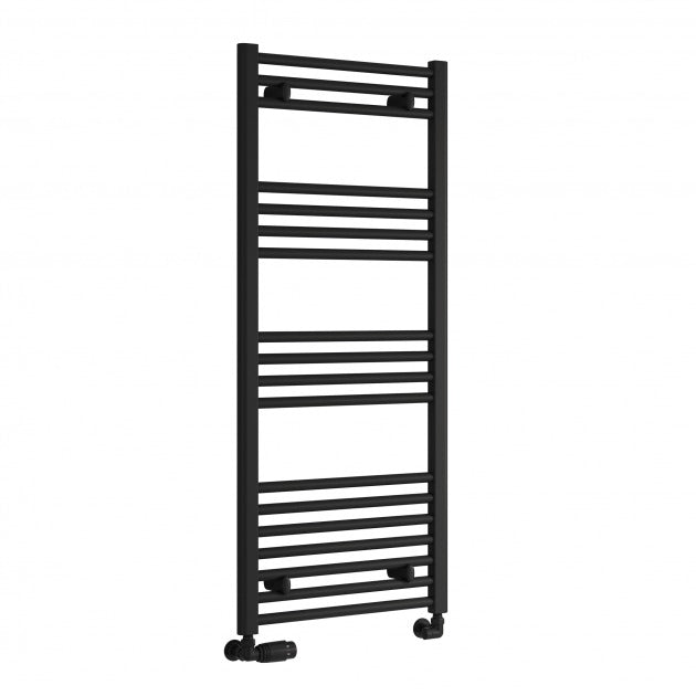 Reina Capo Straight 1200mm High x 600mm Wide Heated Towel Rail - Black - CPO1260KF - TAP 'N' SHOWER