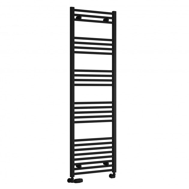 Reina Capo Straight 1600mm High x 600mm Wide Heated Towel Rail - Black - CPO1660KF - TAP 'N' SHOWER