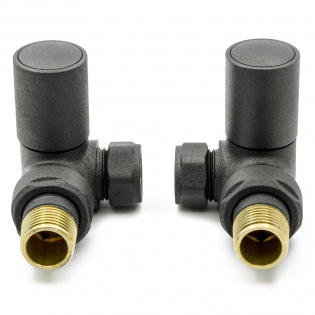 Reina Crova Corner Anthracite Radiator Valves Pair - VLV - CRVA - TAP 'N' SHOWER