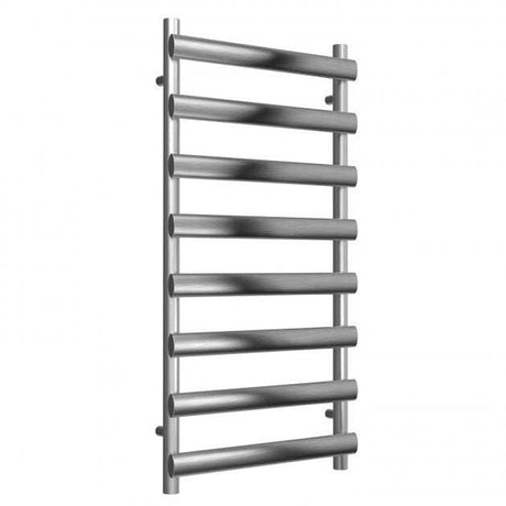 Reina Deno Modern Designer Heated Straight Towel Rail 992mm High x 500mm Wide - Brushed Stainless Steel - RNS-DE510B