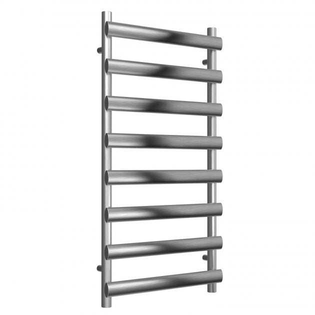 Reina Deno Modern Designer Heated Straight Towel Rail 992mm High x 500mm Wide - Brushed Stainless Steel - RNS - DE510B - TAP 'N' SHOWER