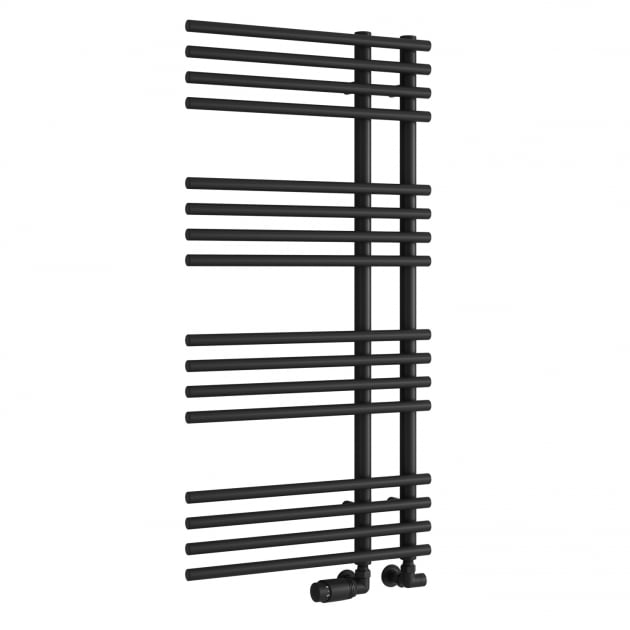 Reina Elisa 1000mm High x 500mm Wide Designer Heated Towel Rail - Black - RND - ES510K - TAP 'N' SHOWER