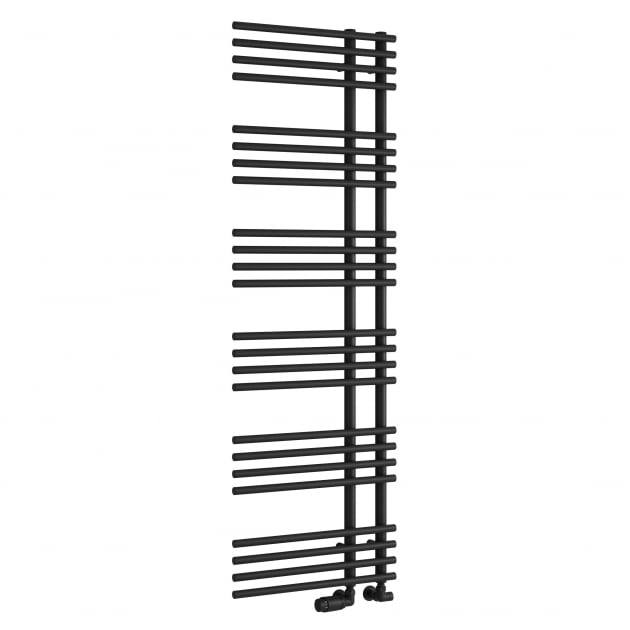 Reina Elisa 1550mm High x 500mm Wide Designer Heated Towel Rail - Black - RND - ES515K - TAP 'N' SHOWER