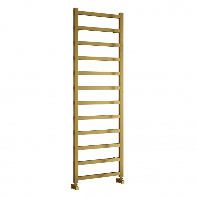 Reina Fano 1500mm High x 485mm Wide Designer Heated Towel Rail - Gold Satin - A - FNO1505G - TAP 'N' SHOWER