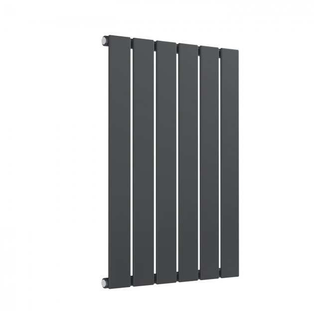 Reina Flat DesignerModern Single Horizontal Radiator 600mm High x 440mm Wide - Anthracite - RND - FL06A - TAP 'N' SHOWER
