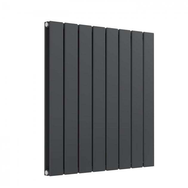 Reina Flat Designer Modern Double Horizontal Radiator 600mm High x 588mm Wide - Anthracite - RND - FL08AD - TAP 'N' SHOWER