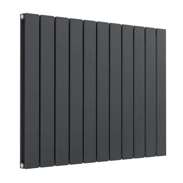 Reina Flat Designer Modern Double Horizontal Radiator 600mm High x 810mm Wide - Anthracite - RND - FL11AD - TAP 'N' SHOWER