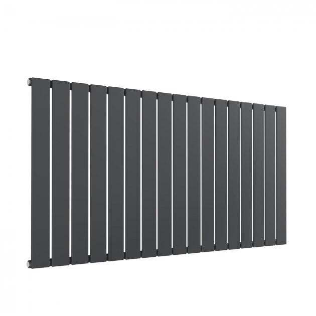 Reina Flat Modern Designer Single Horizontal Radiator 600mm High x 1254mm Wide - Anthracite - RND - FL17A - TAP 'N' SHOWER