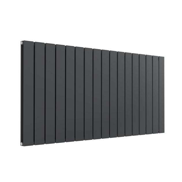 Reina Flat Modern Designer Double Horizontal Radiator 600mm High x 1254mm Wide - Anthracite - RND - FL17AD - TAP 'N' SHOWER