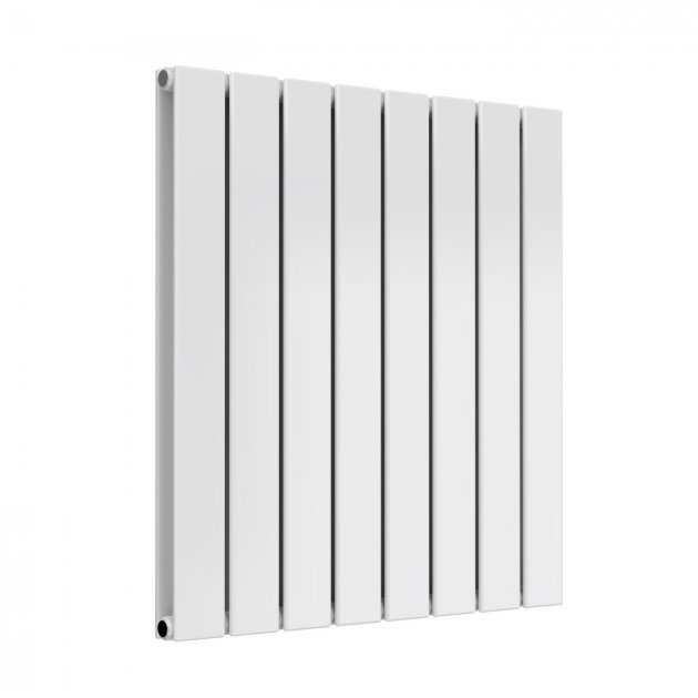 Reina Flat Designer Modern Double Horizontal Radiator 600mm High x 588mm Wide - White - RND - FL08WD - TAP 'N' SHOWER