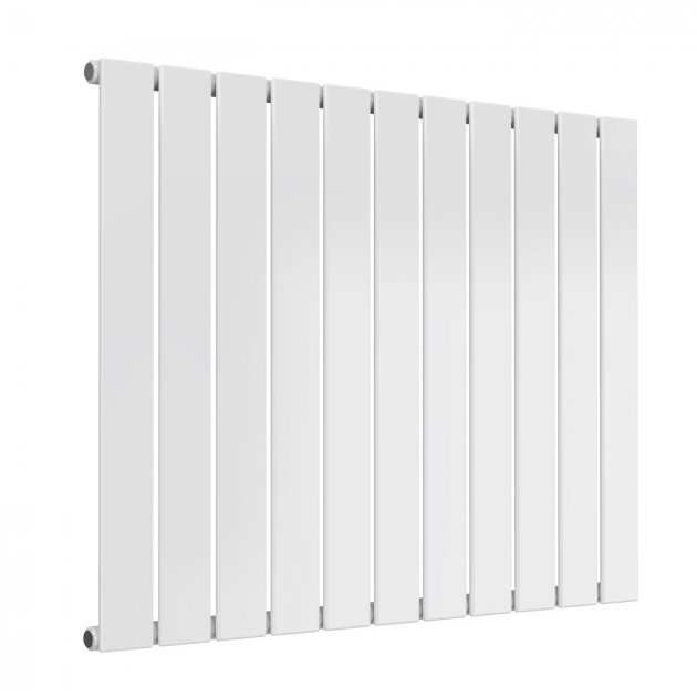 Reina Flat Modern Designer Single Horizontal Radiator 600mm High x 810mm Wide - White - RND - FL11W - TAP 'N' SHOWER
