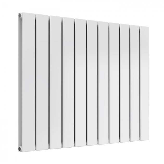 Reina Flat Modern Designer Double Horizontal Radiator 600mm High x 810mm Wide - White - RND - FL11WD - TAP 'N' SHOWER