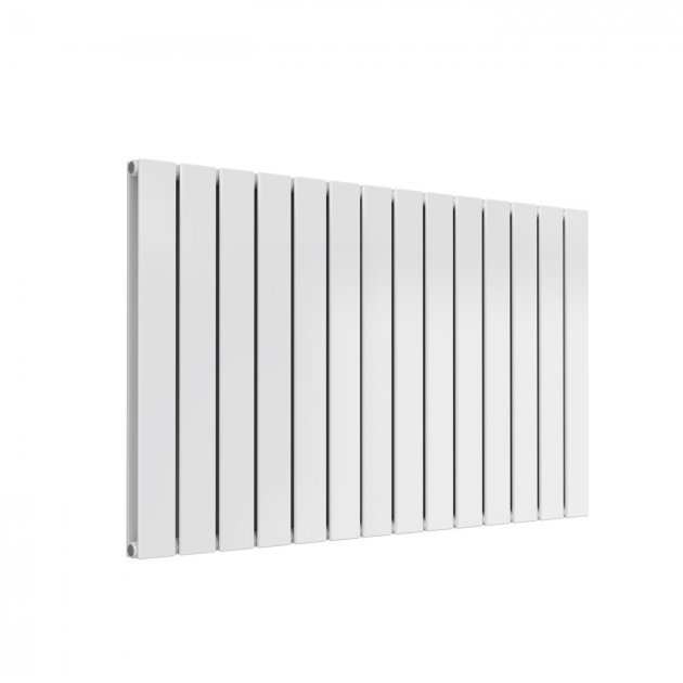 Reina Flat Modern Designer Double Horizontal Radiator 600mm High x 1032mm Wide - White - RND - FL14WD - TAP 'N' SHOWER