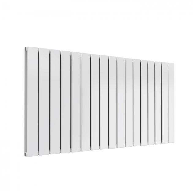 Reina Flat Modern Designer Double Horizontal Radiator 600mm High x 1254mm Wide - White - RND - FL17WD - TAP 'N' SHOWER