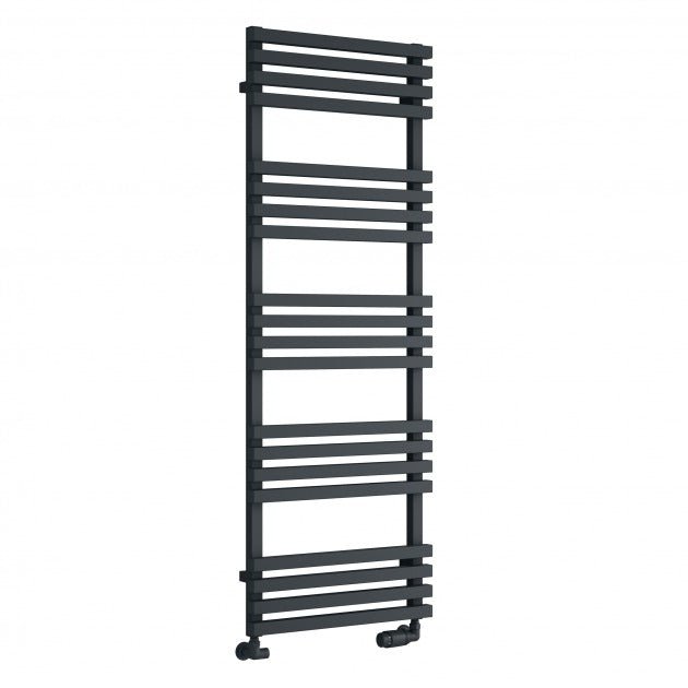 Reina Kale 1436mm High x 500mm Wide Designer Heated Towel Rail - Anthracite - RND - KLE143A - TAP 'N' SHOWER