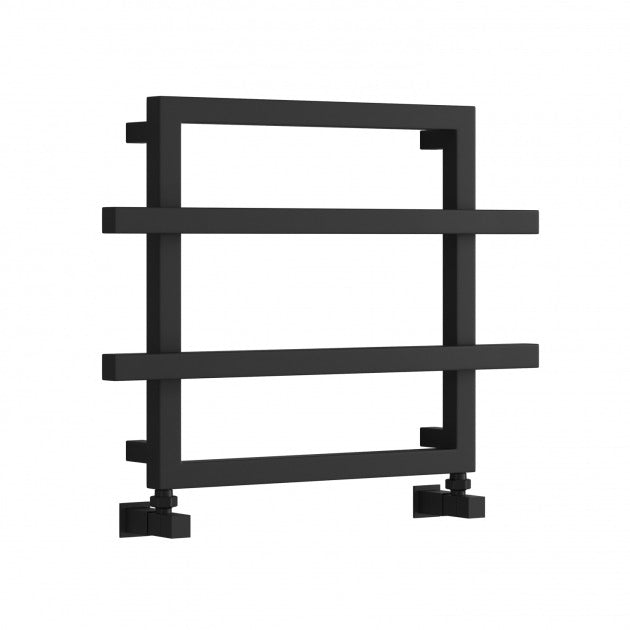 Reina Lago 2 450mm High x 600mm Wide Designer Heated Towel Rail - Black - RND - LG2K - TAP 'N' SHOWER