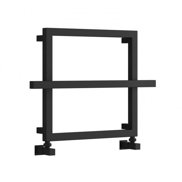 Reina Lago 1 450mm High x 600mm Wide Designer Heated Towel Rail - Black - RND - LG1K - TAP 'N' SHOWER