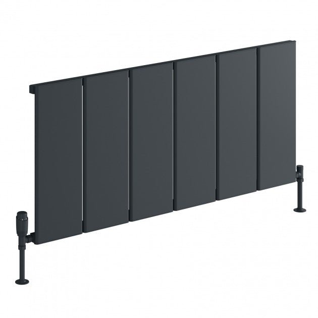 Reina Larga 600mm High x 1220mm Wide Horizontal Aluminium Radiator - Anthracite - A - LRG060122A - TAP 'N' SHOWER
