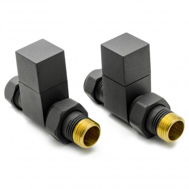 Reina Loge Straight Anthracite Radiator Valves Pair - VLV - LGEAS - TAP 'N' SHOWER