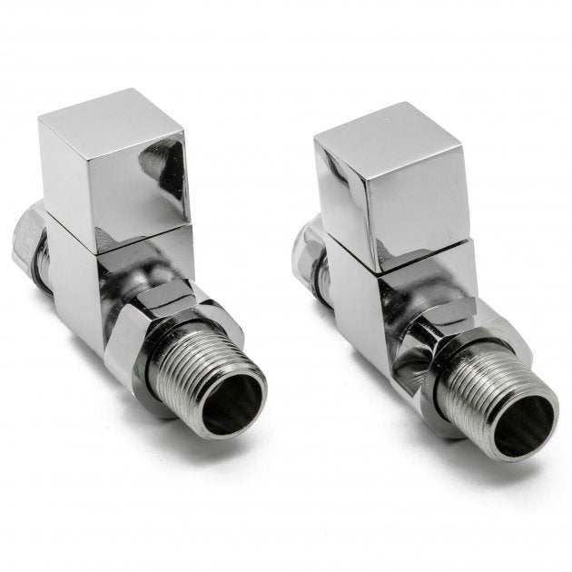 Reina Loge Straight Radiator Valves Pair - Chrome - VLV - LGECS - TAP 'N' SHOWER