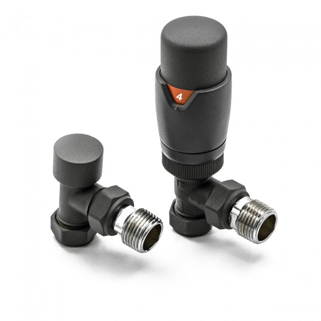Reina Modal Lockshield TRV Angled Radiator Valve - Anthracite - VLV - MDLAA - TAP 'N' SHOWER
