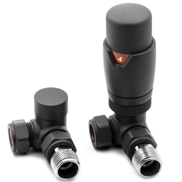 Reina Modal Lockshield TRV Corner Radiator Valve - Anthracite - VLV - MDLAC - TAP 'N' SHOWER