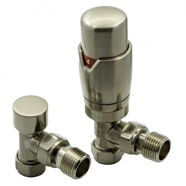 Reina Modal LockShield TRV Angled Radiator Valve - Brushed - VLV - MDLBA - TAP 'N' SHOWER
