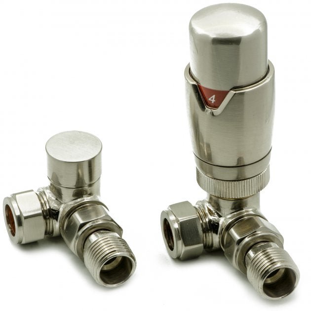 Reina Modal LockShield TRV Corner Radiator Valve - Brushed - VLV - MDLBC - TAP 'N' SHOWER