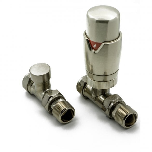 Reina Modal LockShield TRV Straight Radiator Valve - Brushed - VLV - MDLBS - TAP 'N' SHOWER