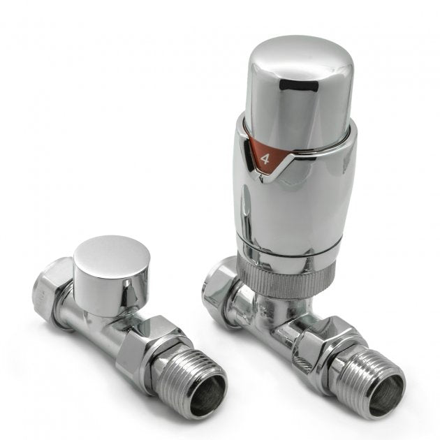 Reina Modal LockShield TRV Straight Radiator Valve - Chrome - VLV - MDLCS - TAP 'N' SHOWER