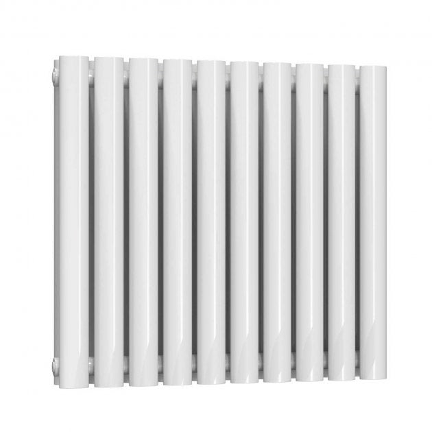 Reina Neva 550mm High x 590mm Wide Double Designer Horizontal Radiator - White - RND - HNV10D - TAP 'N' SHOWER