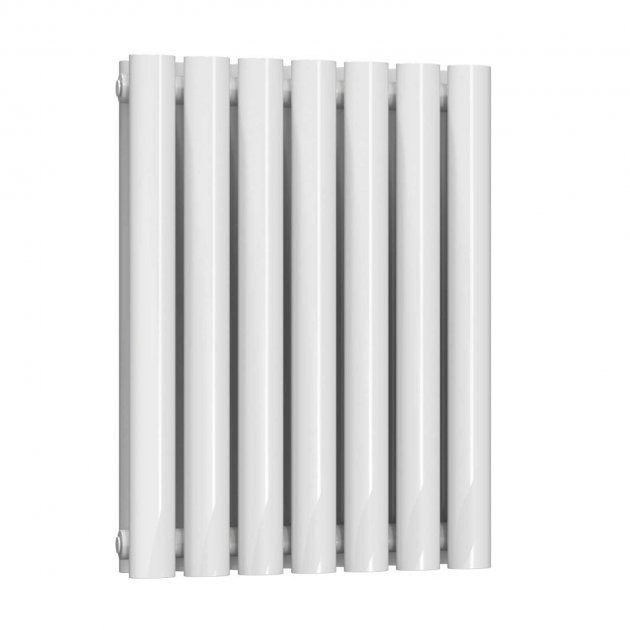 Reina Neva 550mm High x 413mm Wide Double Designer Horizontal Radiator - White - RND - HNV7D - TAP 'N' SHOWER