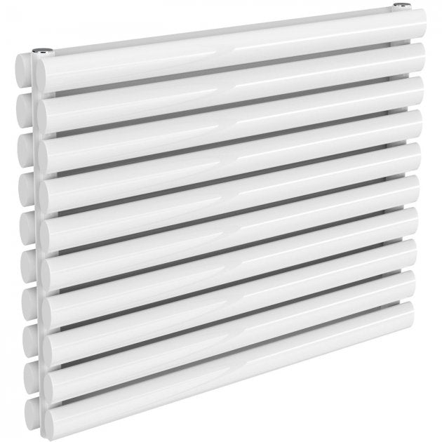 Reina Nevah 590mm High x 800mm Wide Double Designer Horizontal Radiator - Chrome - RND - NVH508DW - TAP 'N' SHOWER