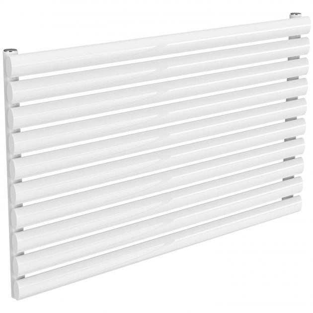 Reina Nevah Single Designer Horizontal Radiator 590mm High x 1000mm Wide - White - RND - NVH510SW - TAP 'N' SHOWER